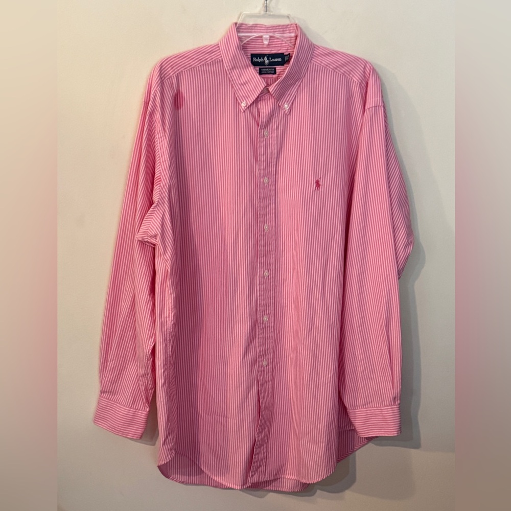 Ralph Lauren Classic Buttondown Long Sl Pink Stripe Shirt